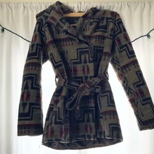 Mossimo Faux Wrap Geometric Wool Mix Coat sz L